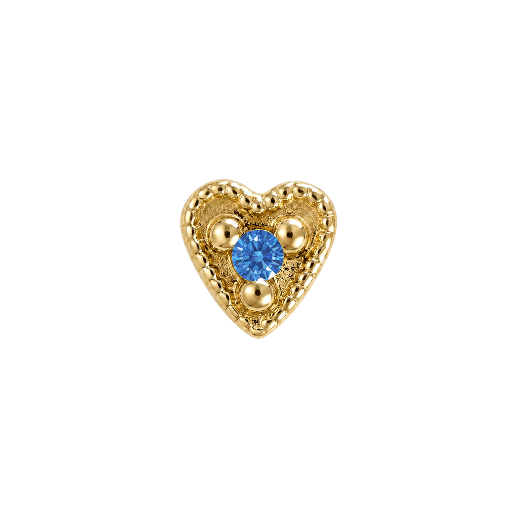 Small Heart - 14K Gold Stone Threadless/Threaded End