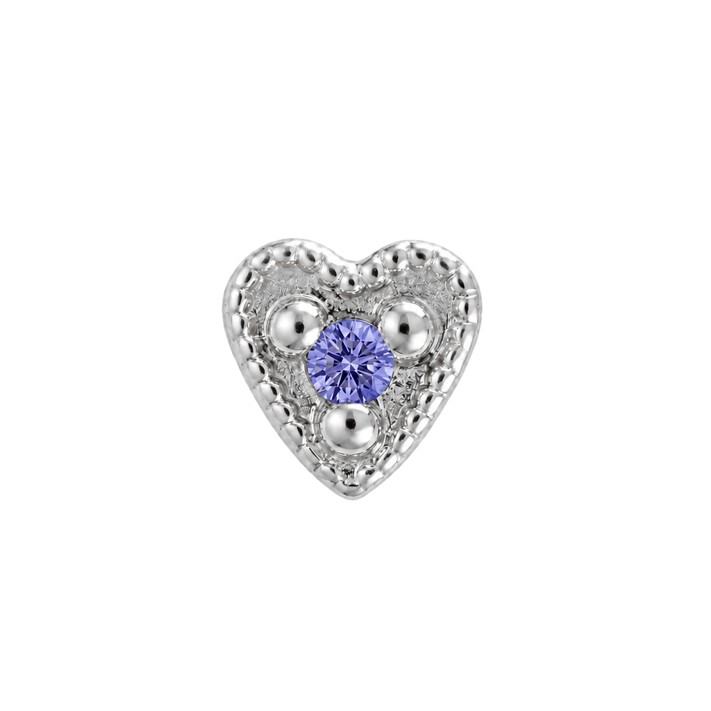 Small Heart - 14K Gold Stone Threadless/Threaded End