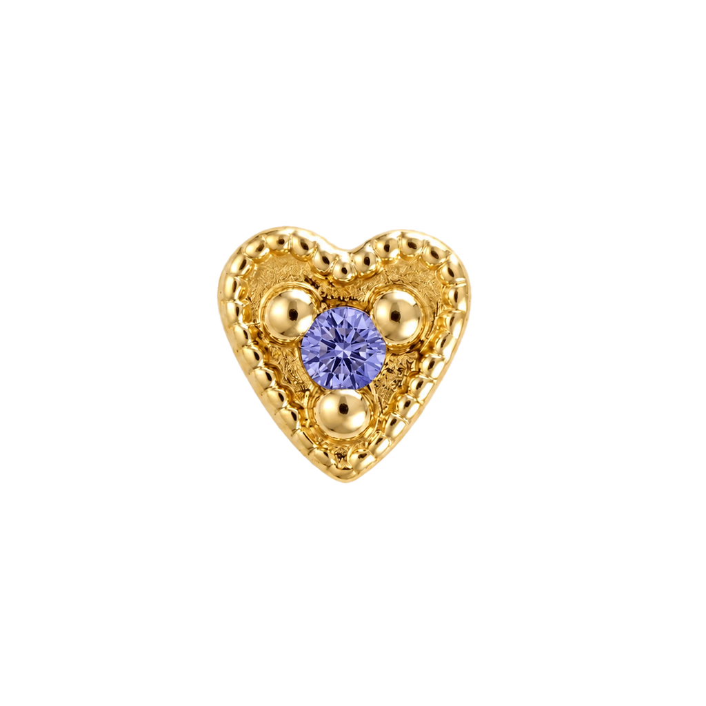 Small Heart - 14K Gold Stone Threadless/Threaded End