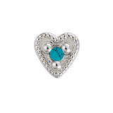 Small Heart - 14K Gold Stone Threadless/Threaded End