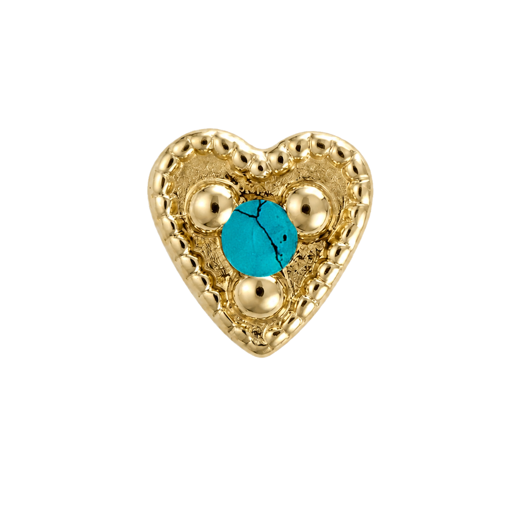 Small Heart - 14K Gold Stone Threadless/Threaded End