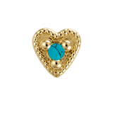 Small Heart - 14K Gold Stone Threadless/Threaded End