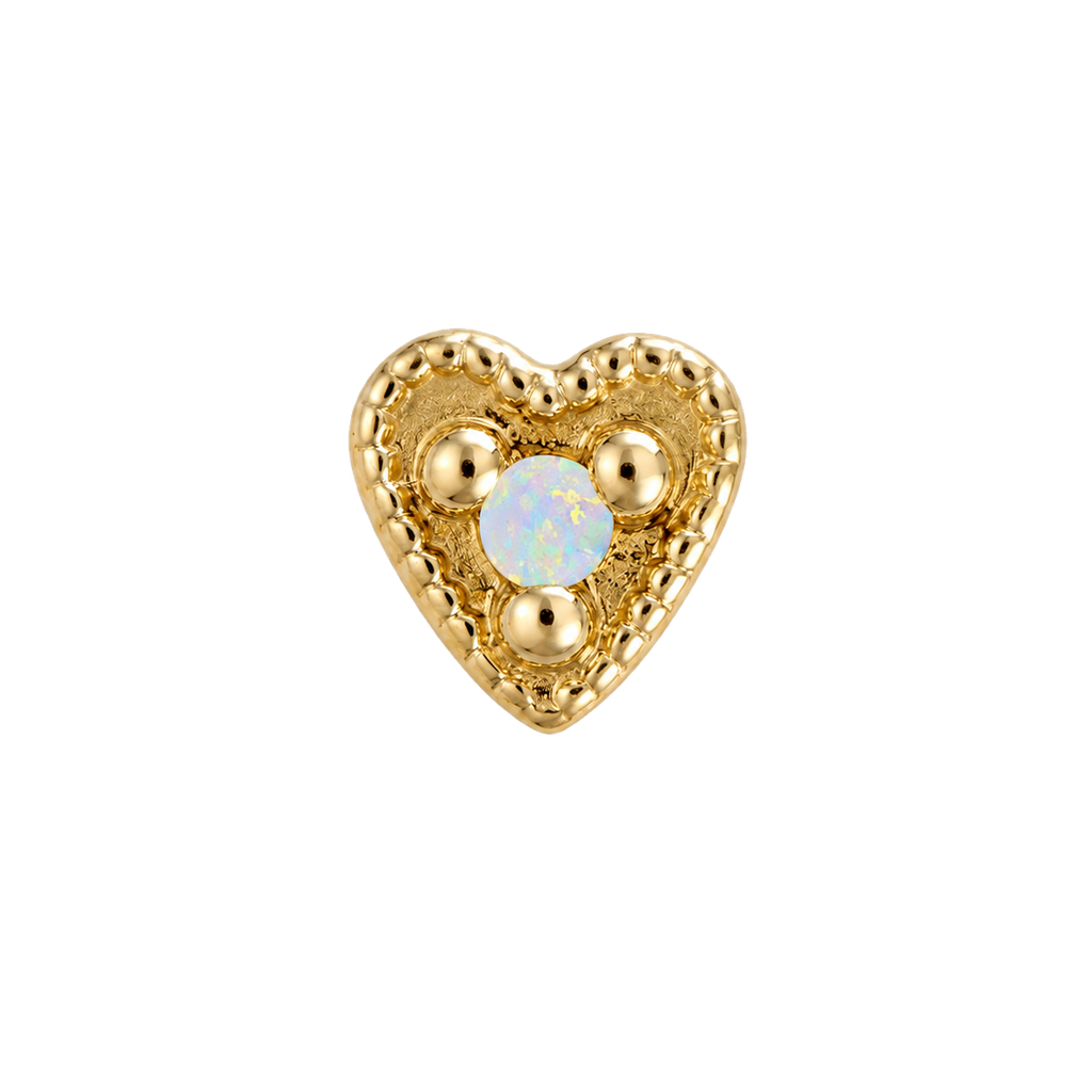 Small Heart - 14K Gold Stone Threadless/Threaded End