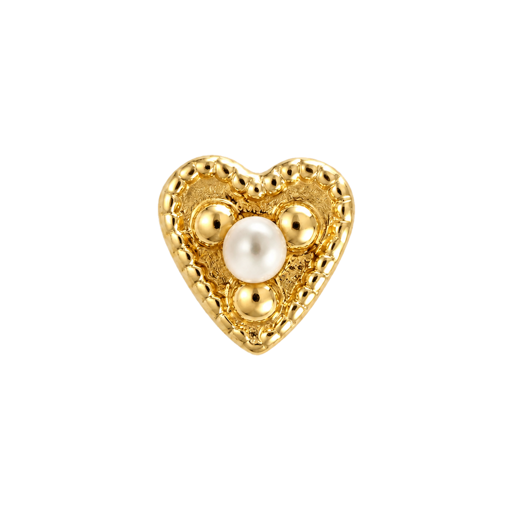 Small Heart - 14K Gold Stone Threadless/Threaded End