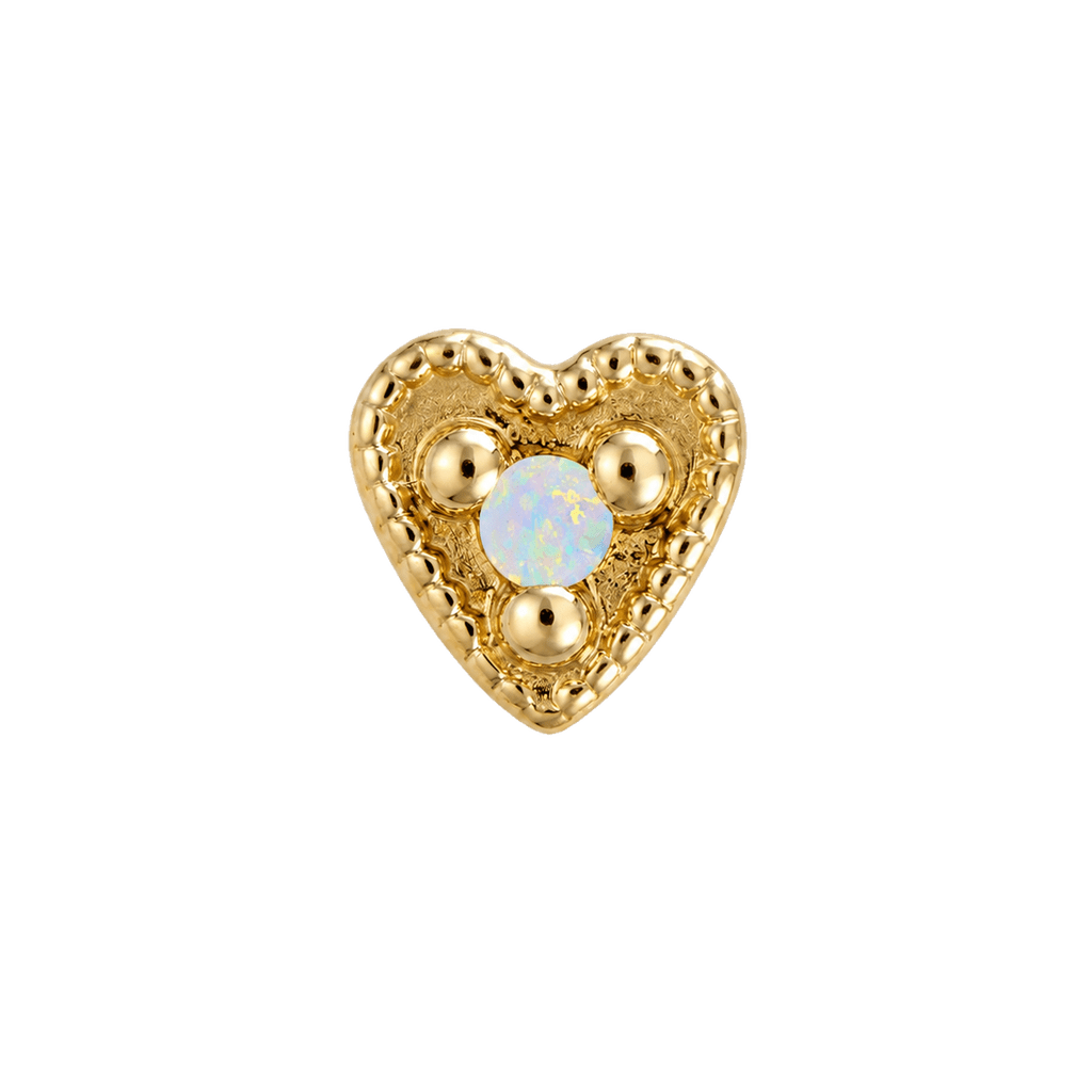 Small Heart - 14K Gold Stone Threadless/Threaded End - piercing-zone.com