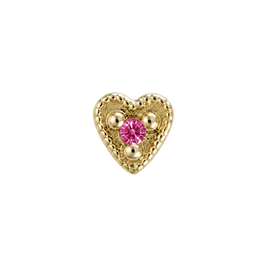 Small Heart - 14K Gold Stone Threadless/Threaded End - piercing-zone.com