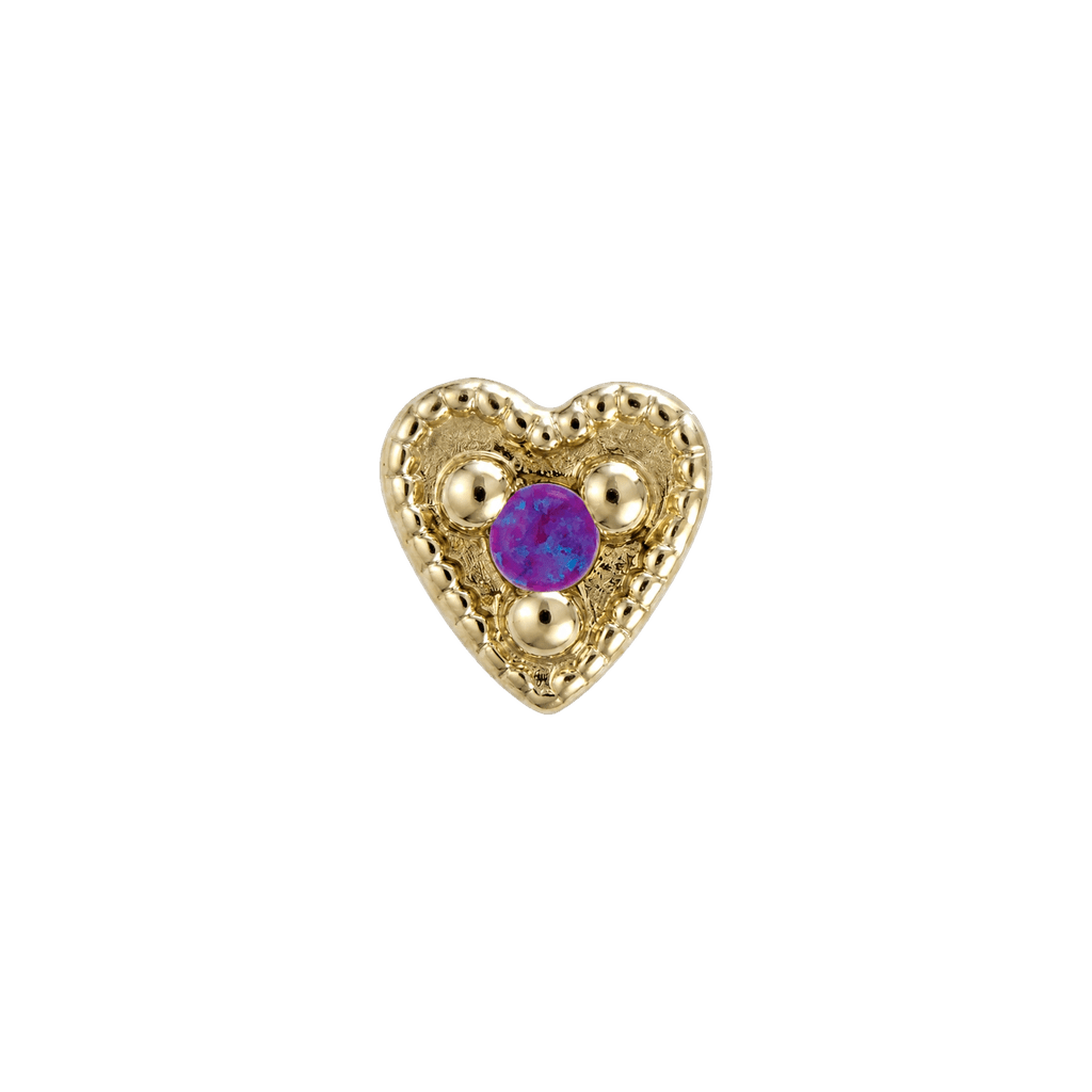 Small Heart - 14K Gold Stone Threadless/Threaded End - piercing-zone.com