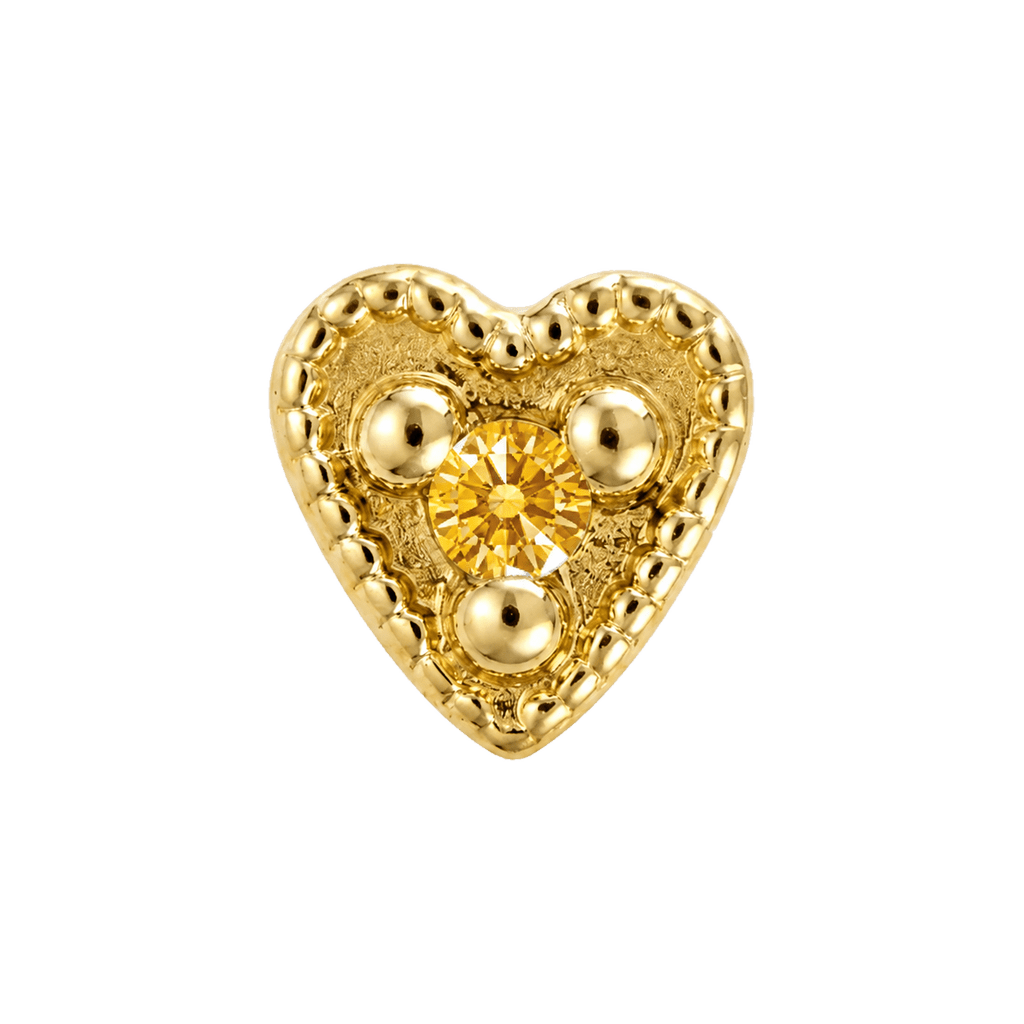 Small Heart - 14K Gold Stone Threadless/Threaded End - piercing-zone.com