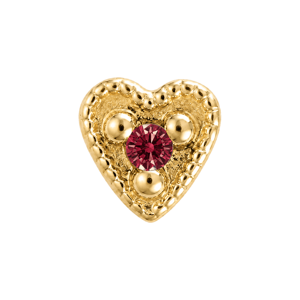Small Heart - 14K Gold Stone Threadless/Threaded End - piercing-zone.com