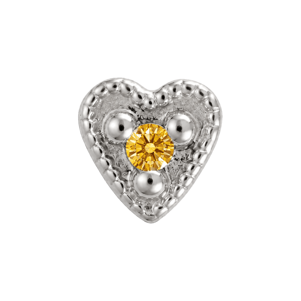 Small Heart - 14K Gold Stone Threadless/Threaded End - piercing-zone.com