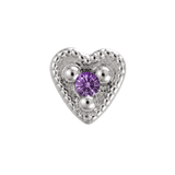 Small Heart - 14K Gold Stone Threadless/Threaded End - piercing-zone.com