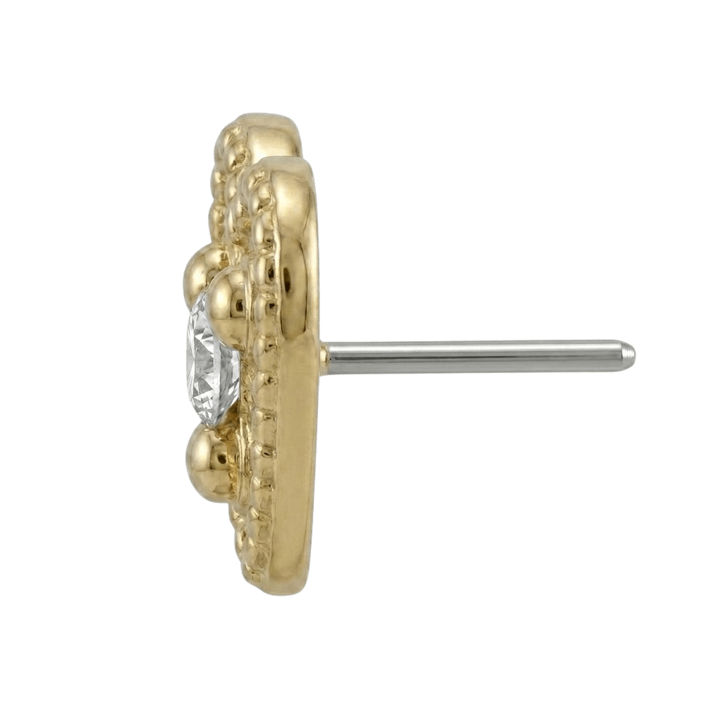 Small Heart - 14K Gold Stone Threadless/Threaded End - piercing - zone.com
