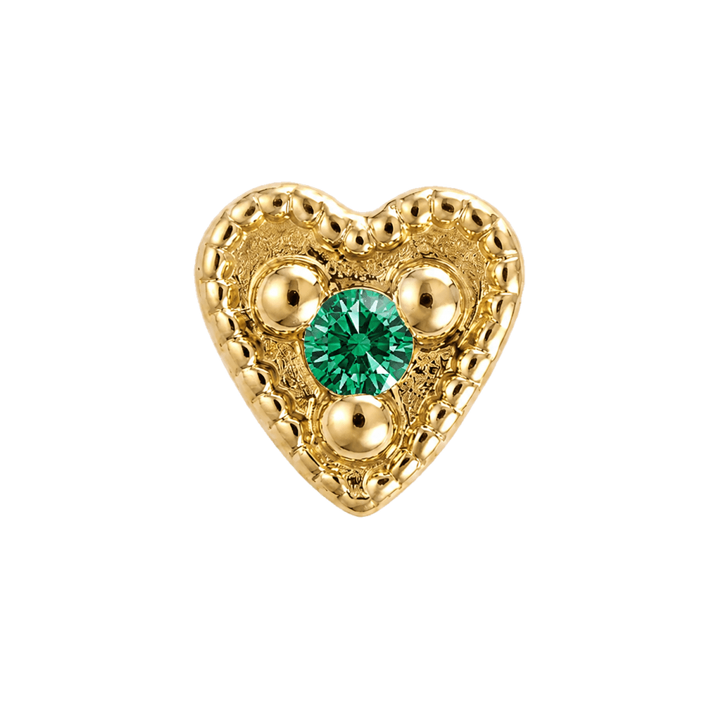Small Heart - 14K Gold Stone Threadless/Threaded End - piercing-zone.com