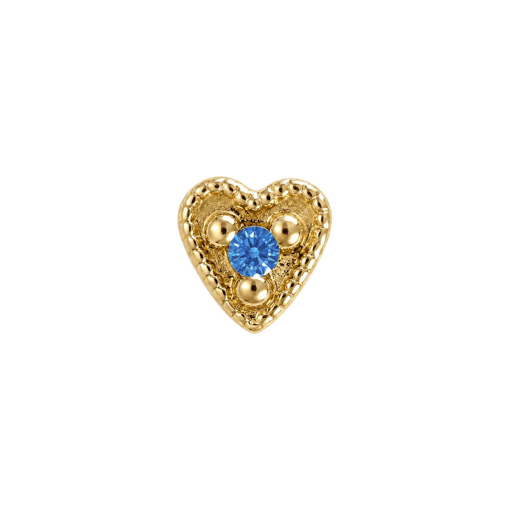 Small Heart - 14K Gold Stone Threadless/Threaded End - piercing-zone.com