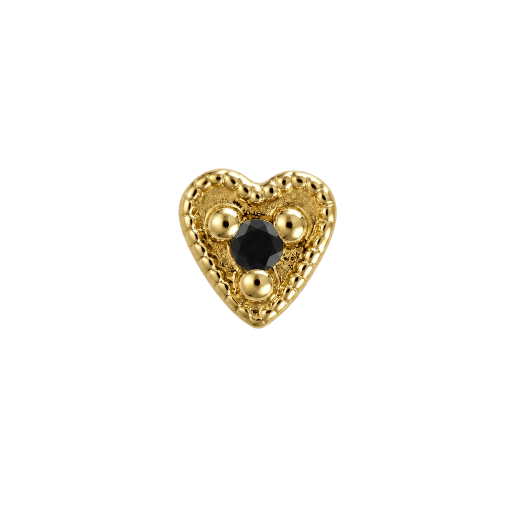 Small Heart - 14K Gold Stone Threadless/Threaded End - piercing-zone.com