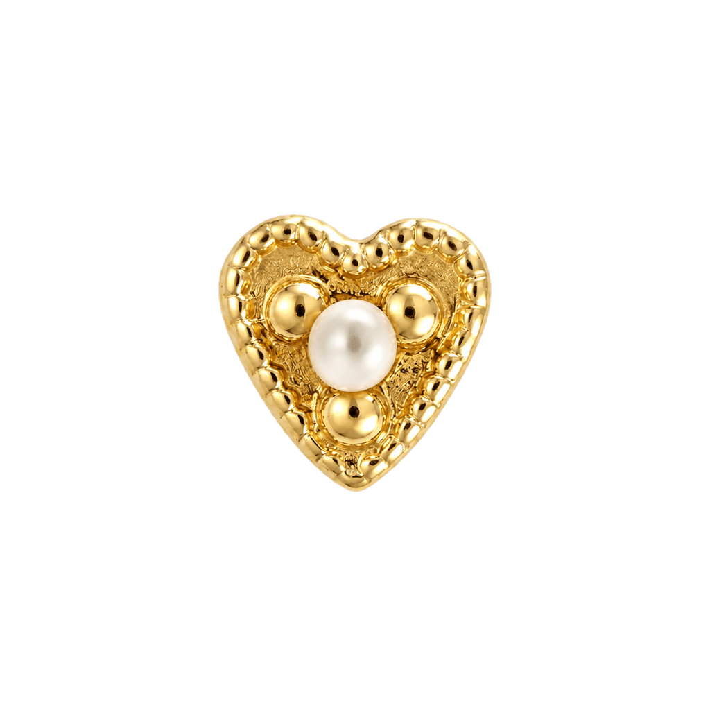 Small Heart - 14K Gold Stone Threadless/Threaded End - piercing-zone.com