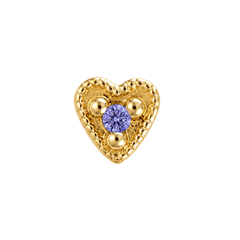 Small Heart - 14K Gold Stone Threadless/Threaded End - piercing-zone.com