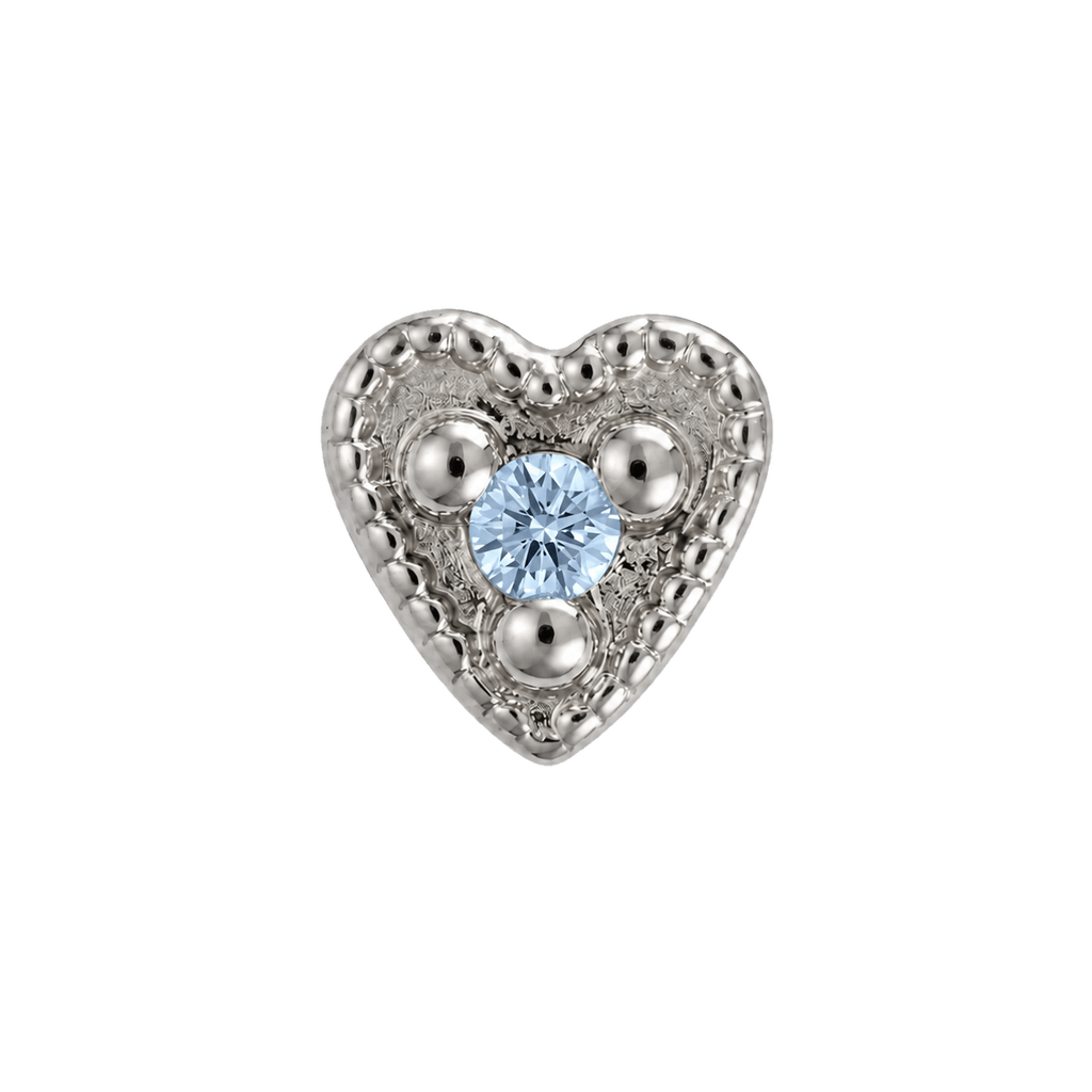 Small Heart - 14K Gold Stone Threadless/Threaded End - piercing-zone.com