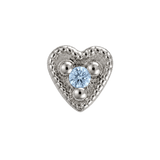 Small Heart - 14K Gold Stone Threadless/Threaded End - piercing-zone.com