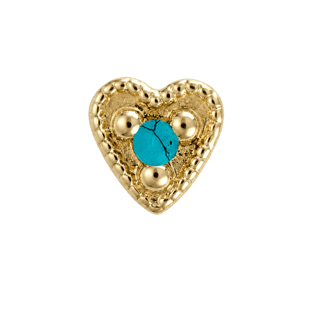 Small Heart - 14K Gold Stone Threadless/Threaded End - piercing-zone.com
