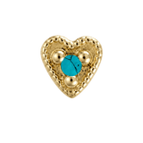 Small Heart - 14K Gold Stone Threadless/Threaded End - piercing-zone.com