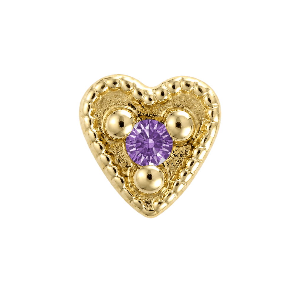 Small Heart - 14K Gold Stone Threadless/Threaded End - piercing-zone.com