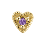 Small Heart - 14K Gold Stone Threadless/Threaded End - piercing-zone.com