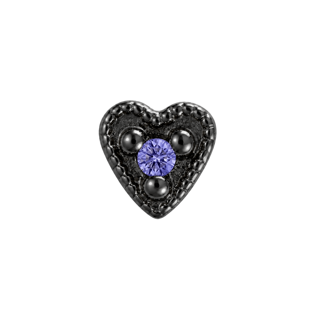 Small Heart - 14K Gold Stone Threadless/Threaded End - piercing-zone.com
