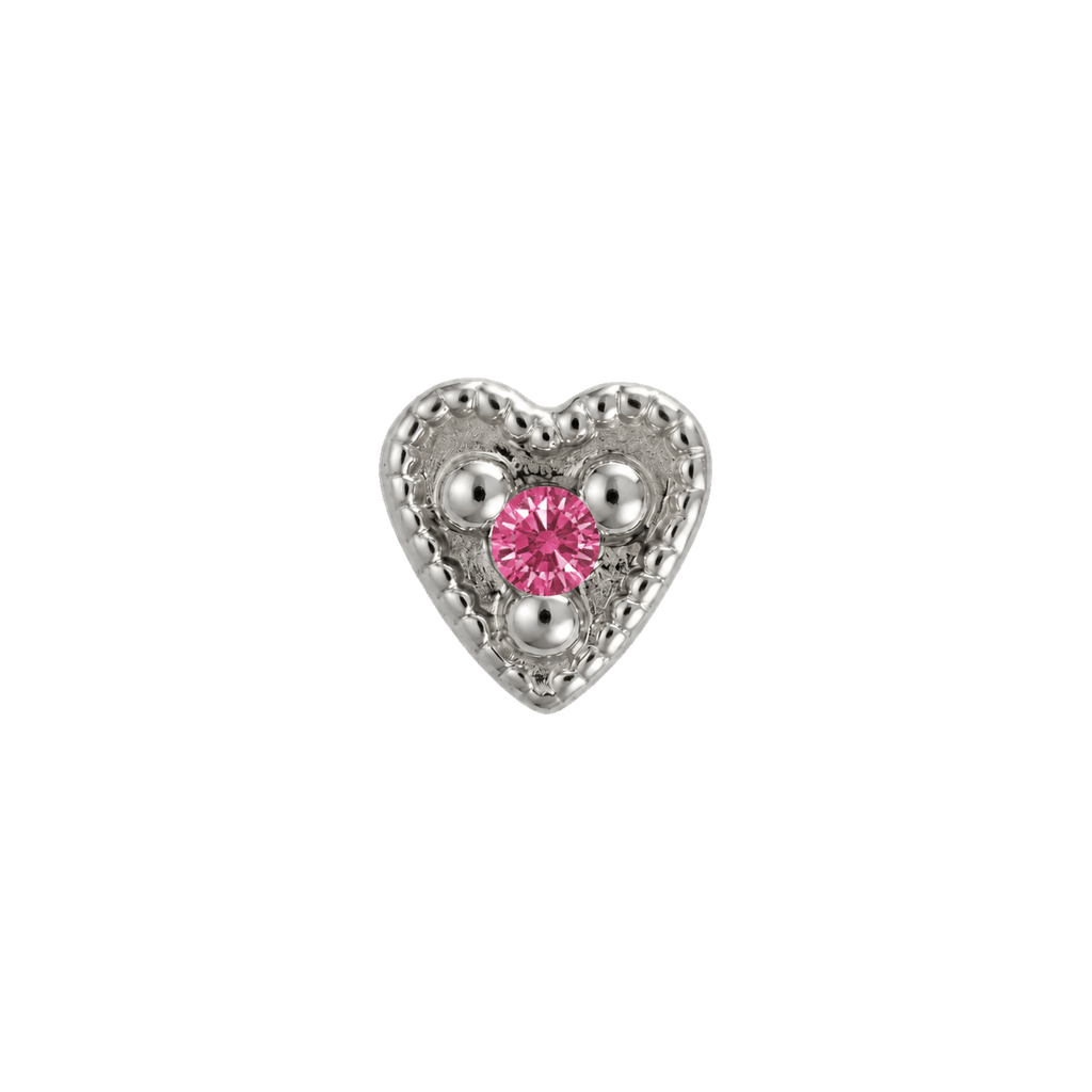 Small Heart - 14K Gold Stone Threadless/Threaded End - piercing-zone.com