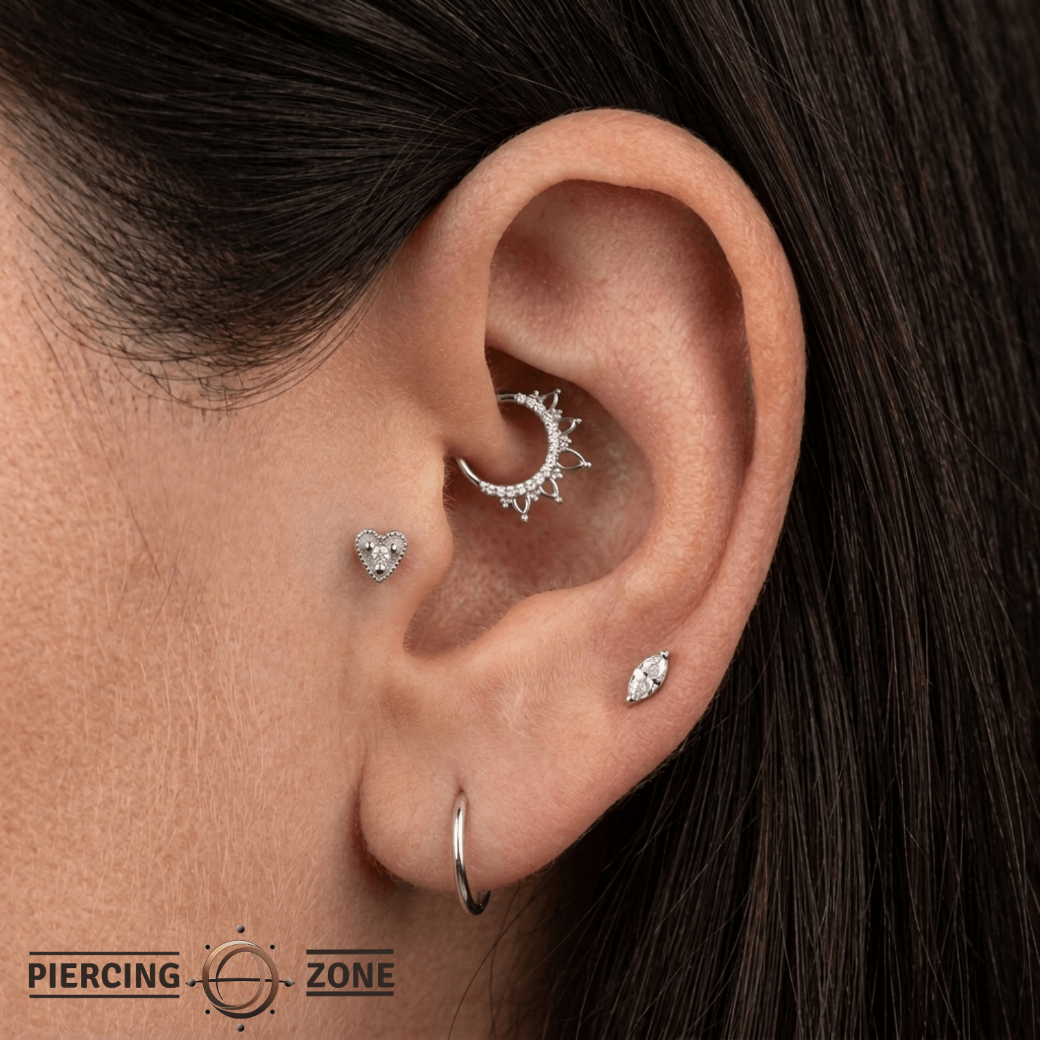 Small Heart - 14K Gold Stone Threadless/Threaded End - piercing - zone.com