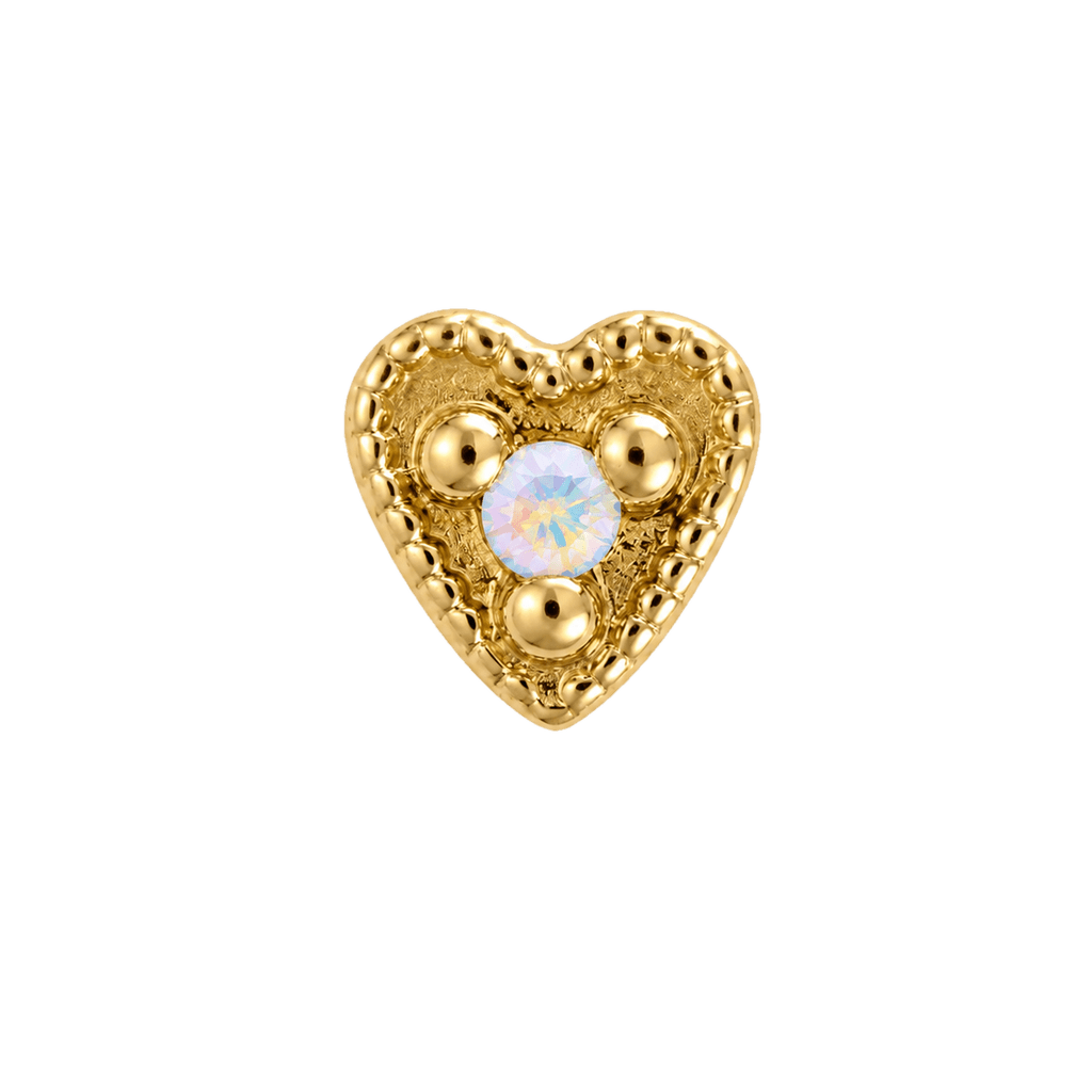 Small Heart - 14K Gold Stone Threadless/Threaded End - piercing-zone.com