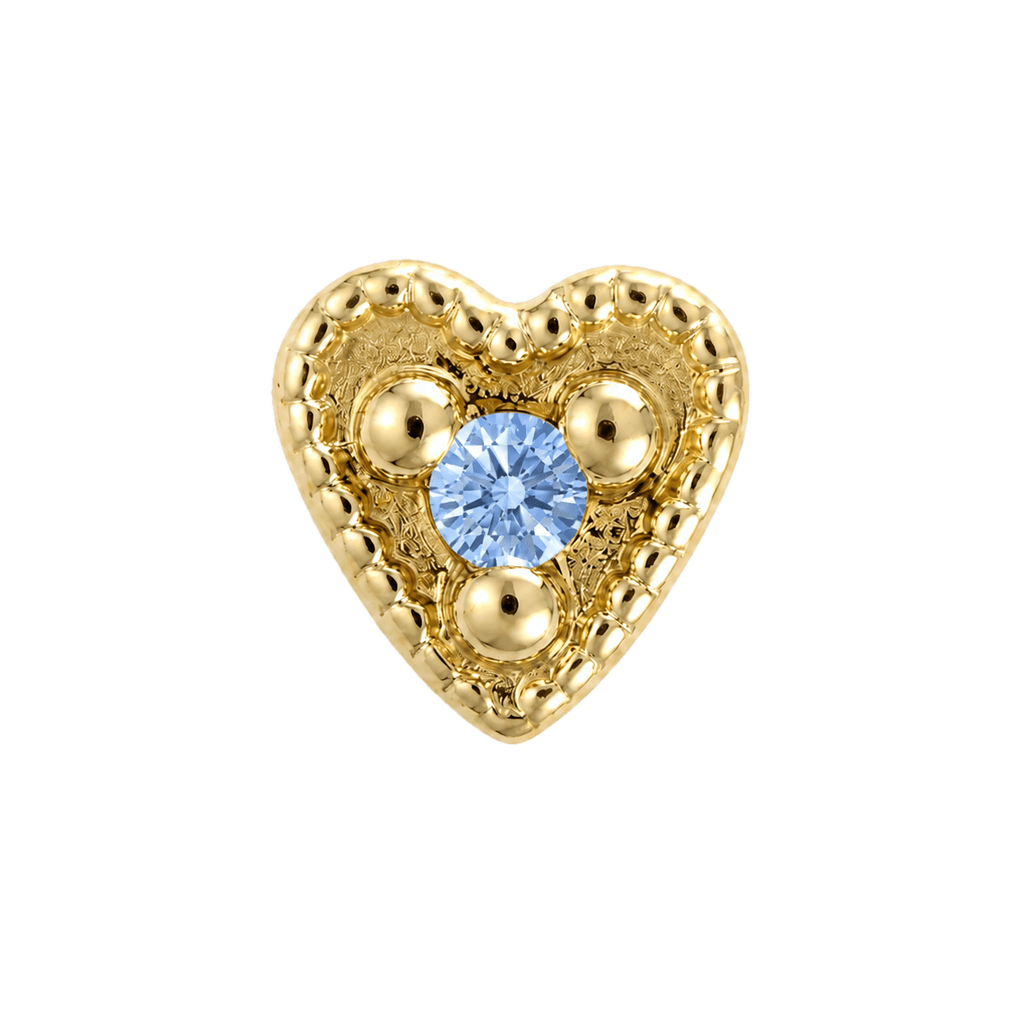 Small Heart - 14K Gold Stone Threadless/Threaded End - piercing-zone.com