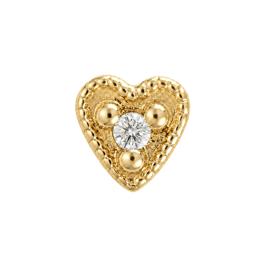 Small Heart - 14K Gold Stone Threadless/Threaded End - piercing-zone.com