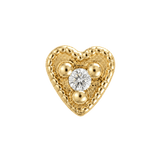 Small Heart - 14K Gold Stone Threadless/Threaded End - piercing-zone.com