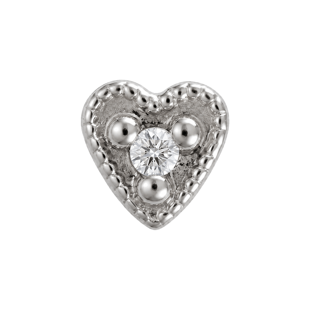 Small Heart - 14K Gold Stone Threadless/Threaded End - piercing-zone.com