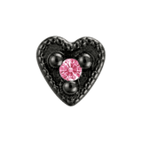 Small Heart - 14K Gold Stone Threadless/Threaded End - piercing-zone.com