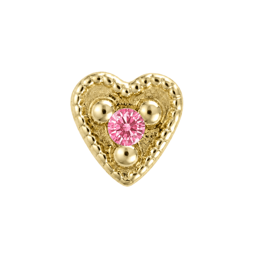 Small Heart - 14K Gold Stone Threadless/Threaded End - piercing-zone.com
