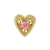 Small Heart - 14K Gold Stone Threadless/Threaded End - piercing-zone.com