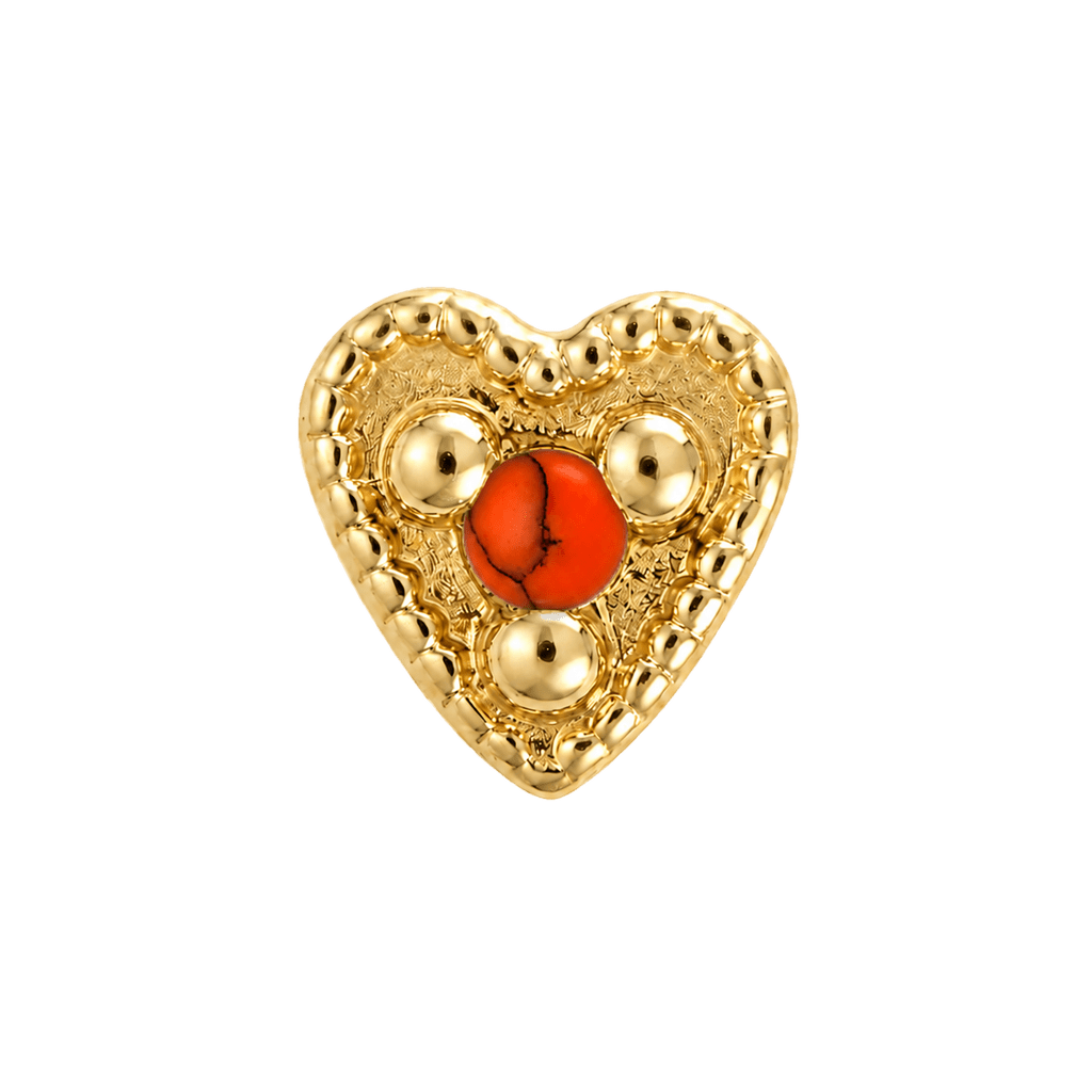 Small Heart - 14K Gold Stone Threadless/Threaded End - piercing-zone.com