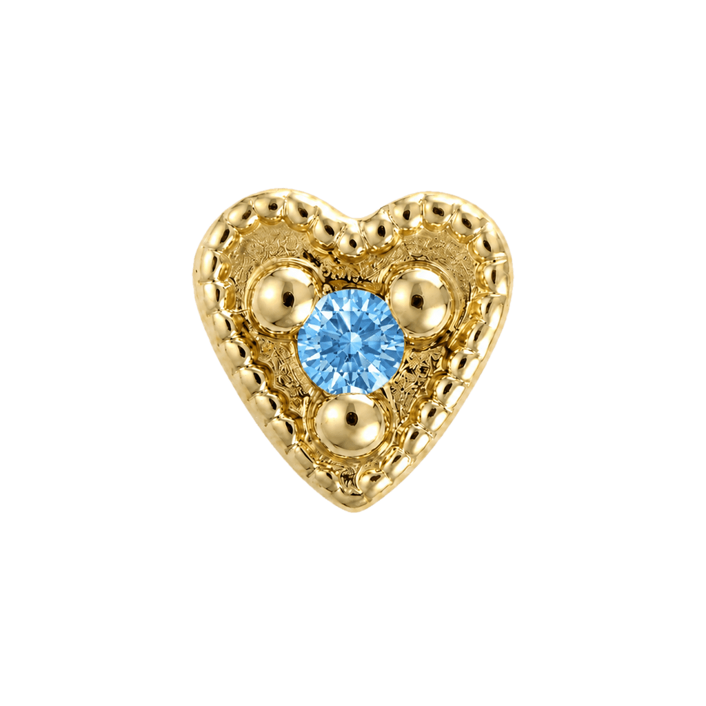 Small Heart - 14K Gold Stone Threadless/Threaded End - piercing-zone.com