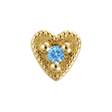 Small Heart - 14K Gold Stone Threadless/Threaded End - piercing-zone.com