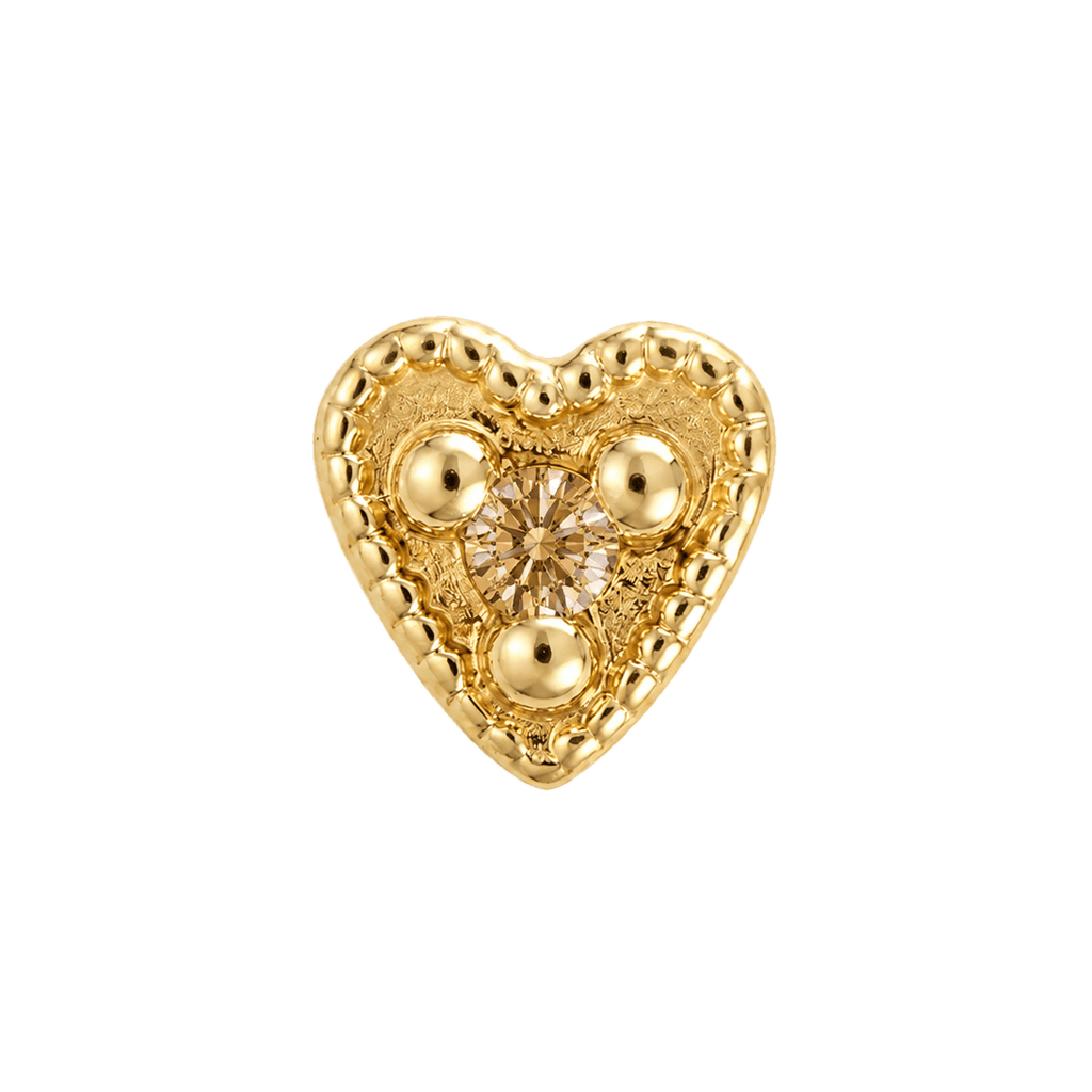 Small Heart - 14K Gold Stone Threadless/Threaded End - piercing-zone.com