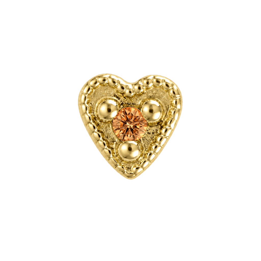 Small Heart - 14K Gold Stone Threadless/Threaded End - piercing-zone.com