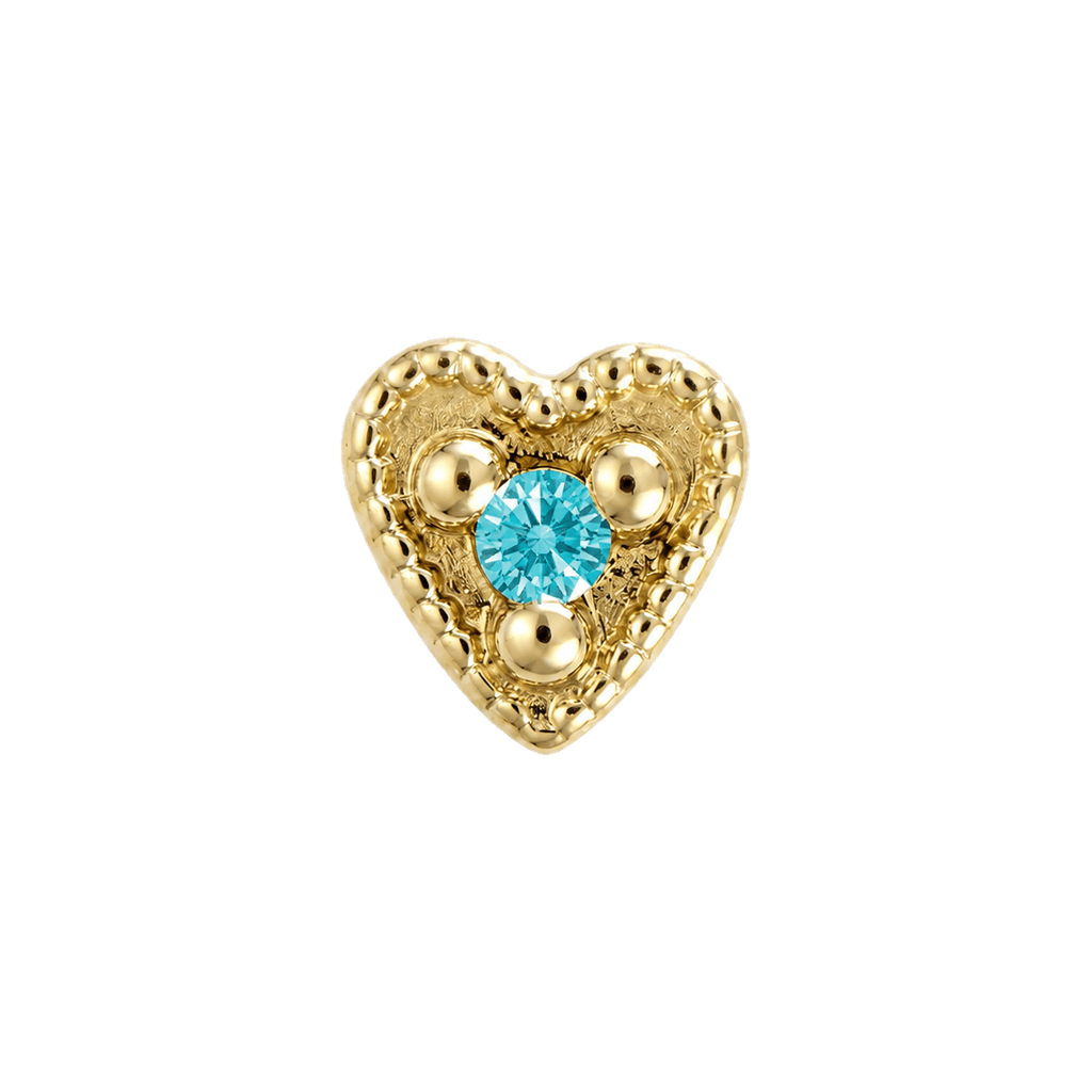 Small Heart - 14K Gold Stone Threadless/Threaded End - piercing-zone.com