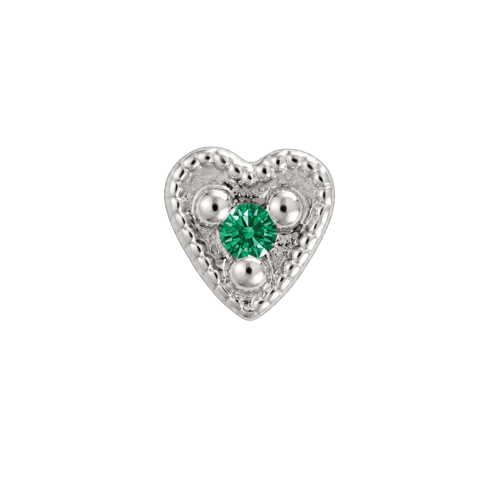 Small Heart - 14K Gold Stone Threadless/Threaded End - piercing-zone.com