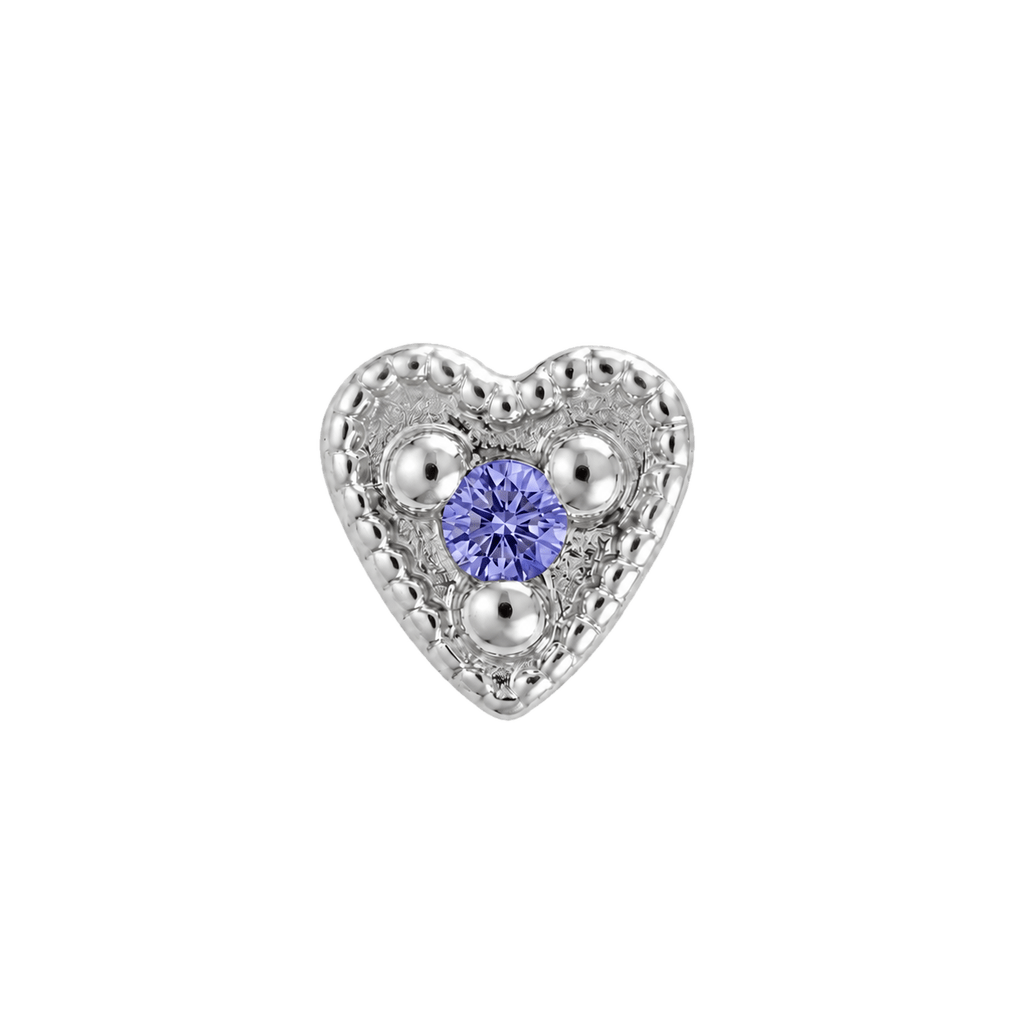 Small Heart - 14K Gold Stone Threadless/Threaded End - piercing-zone.com