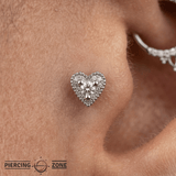 Small Heart - 14K Gold Stone Threadless/Threaded End - piercing - zone.com