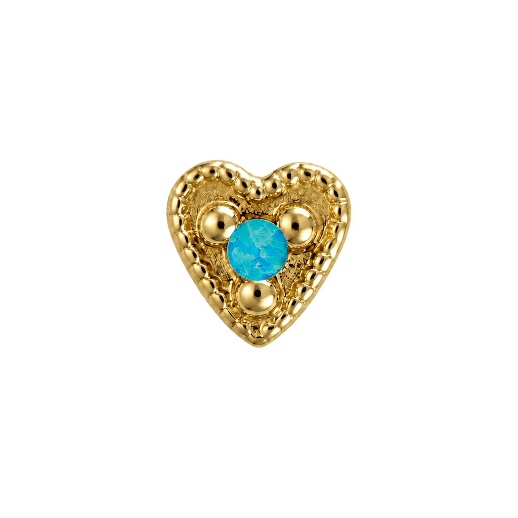 Small Heart - 14K Gold Stone Threadless/Threaded End - piercing-zone.com