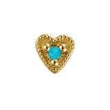 Small Heart - 14K Gold Stone Threadless/Threaded End - piercing-zone.com