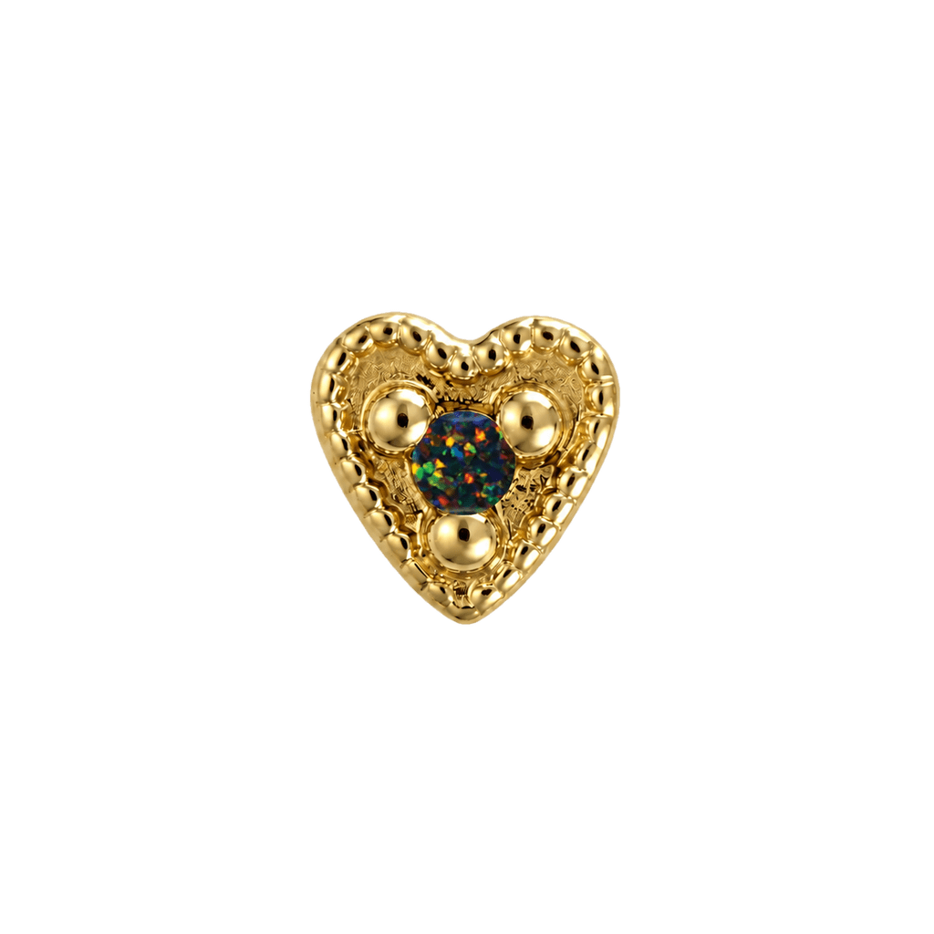 Small Heart - 14K Gold Stone Threadless/Threaded End - piercing-zone.com